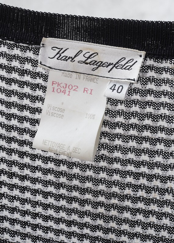 1980s KARL LAGERFELD Runway White Black Knit Blou… - image 4