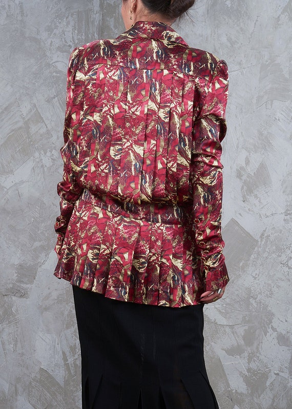 1990s KARL LAGERFELD Runway Collection Red Abstra… - image 4