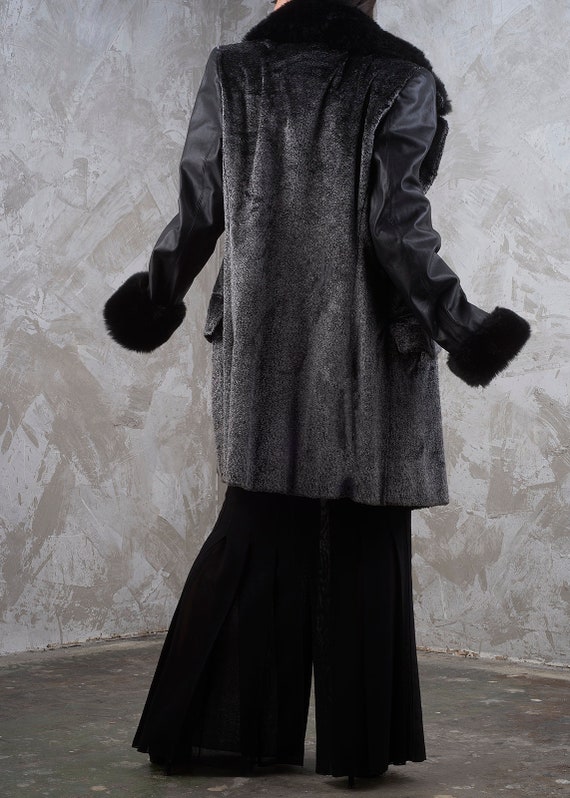 COMPLICE 1990s Faux Fur and Leather Jacker S M - image 4