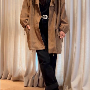 COURRREGES 1980s Rustic Suede Hooded Duffel Coat M image 7