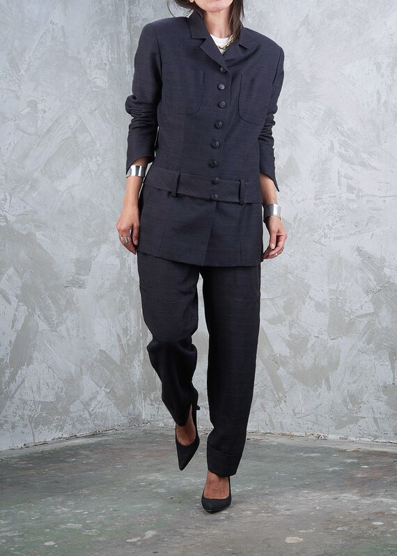 Phenomenal Fall 2010 Chanel by Karl Lagerfeld Deep Blue & Silver Metallic Knit Dress w Glass Pearl Detailing