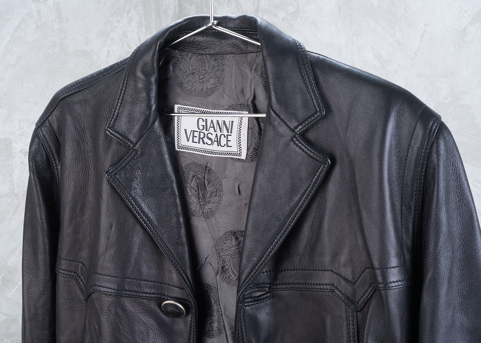 GIANNI VERSACE 1992 Black Leather Mens Western Jacket S M Rare - Etsy