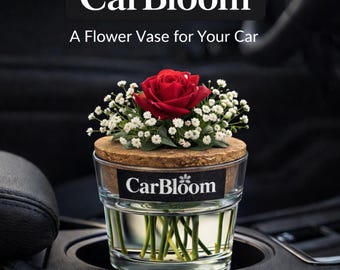 Teacher Appreciation Gift — Car Bud Vase with Fresh Flowers, Handcrafted Glass Cup Holder Vase