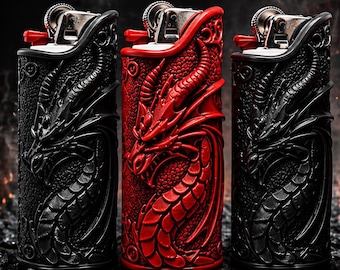 Custodia per accendino Bic a forma di drago, astuccio per accendino stampato in 3D, porta accendino fantasy