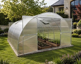 Serra fai-da-te, 4 m di larghezza, ideale per coltivazioni all'aperto in giardino.