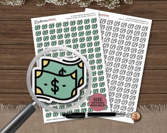 Dollar-Scheine-Symbol | Planer Aufkleber | Benutzerdefinierte Größe und Farbe | Für Planung, Bullet Journal, Scrapbook