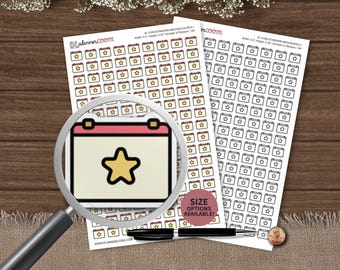 Stern im Kalender / Symbol für besondere Tage | Planer Aufkleber | Benutzerdefinierte Größe und Farbe | Für Planung, Bullet Journal, Scrapbook