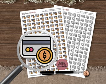 Kreditkarte mit Geld-Symbol-Symbol | Planer Aufkleber | Benutzerdefinierte Größe und Farbe | Für Planung, Bullet Journal, Scrapbook