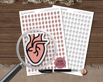 Anatomisches Herz-Icon | Planer Aufkleber | Benutzerdefinierte Größe und Farbe | Für Planung, Bullet Journal, Scrapbook