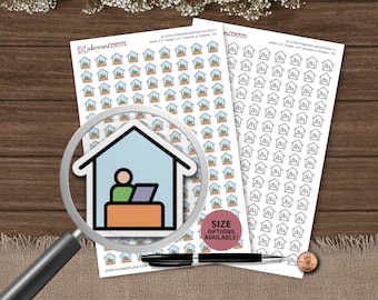 Person, die in einem Haus arbeitet (Arbeit von zu Hause aus) Symbol | Planer Aufkleber | Benutzerdefinierte Größe und Farbe | Für Planung, Bullet Journal, Scrapbook