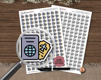 Pass und Ticket-Symbol | Planer Aufkleber | Benutzerdefinierte Größe und Farbe | Für Planung, Bullet Journal, Scrapbook