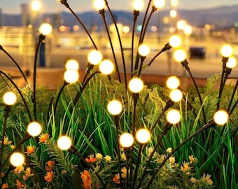 Solar Firefly Garden Lights 4 Pack, Swaying LED Outdoor Lights, Waterproof Patio Decor Lights, Unique Gift Idea for Garden Lovers