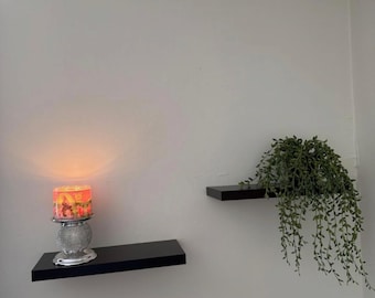 Black Floating Wall Shelves Set of 3, Modern Rustic Wood Shelf Decor, Wall Mounted Storage Shelves for Bathroom Bedroom Kitchen, Book Shelf