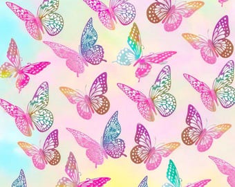 Purple 3D Butterfly Wall Decor Set, 48 PCS Removable Butterfly Stickers, Metallic Wall Decals for Bedroom Party Wedding Room Decoration