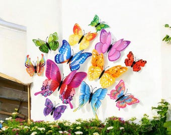 3D Butterfly Wall Decor Stickers Set, 24PCS Colorful Butterfly Wall Decals with Magnets, Removable PVC Room Decor for Bedroom Party Wedding