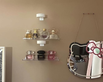 Clear Acrylic Floating Shelves Set, Wall Mounted Perfume Organizer,Makeup Storage Shelf, Skincare Display Rack, Bathroom Wall Storage,4 Pack