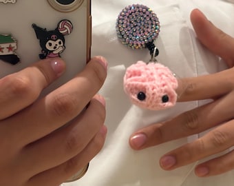 Badge reel: Kawaii brain & bedazzled for psychologist and doctors