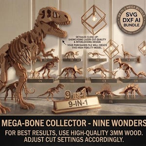 9-in-1 Dinosaur Skeleton Laser Cut Bundle (Digital Download) SVG, DFX