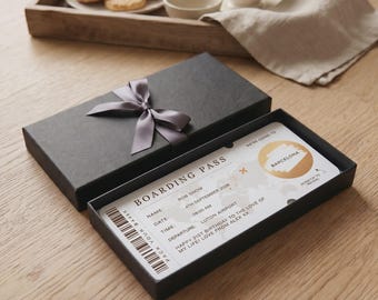 Tarjeta de embarque personalizada de cumpleaños con lámina dorada para rascar, regalo para marido