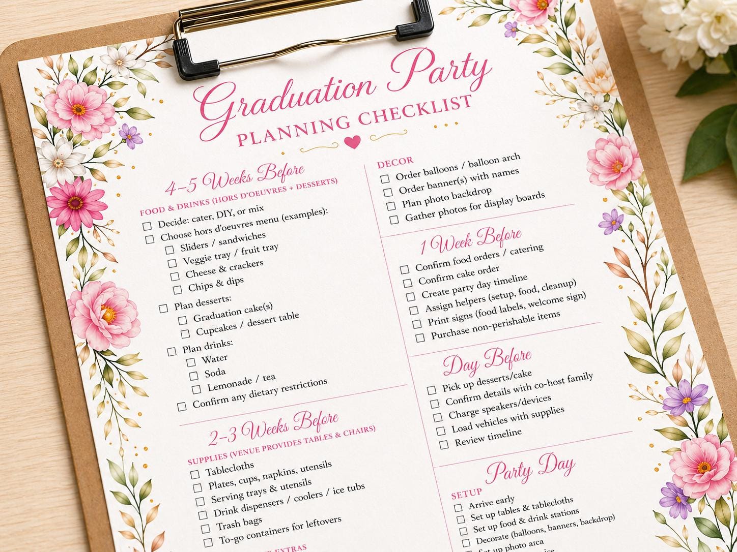 Graduation Party Checklist Printable | Grad Party Planner | Graduation ...