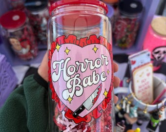 Horror Babe 16oz glass Cup ghoul houseware gothic home decor horror movies fandom
