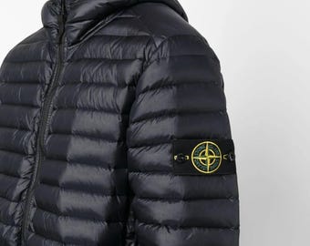 Stone Island Men Black Hooded Puffer Jacket Winter Down Jacket Quilted Coat Full Zip Warm Outdoor Street wear Luxury Gift for Him