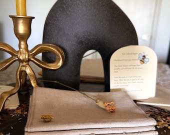 Linen Cotton Dinner Napkins Set | Handmade Reusable Table Linen, Natural Beige