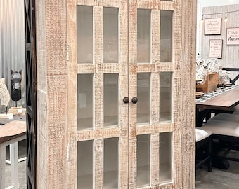 Hampton White Washed Mango Display Cabinet