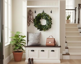 Logan Distressed White Hall Tree