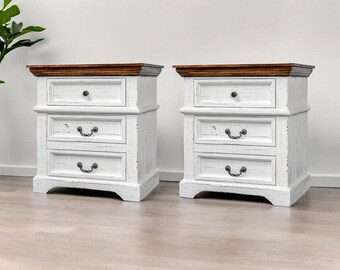 Rosa Distressed White Nightstands (pair of 2)