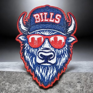 Buffalo Bills Bison Embroidered Patch, Blue Red Football Fan Patch