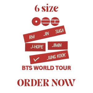 BTS World Tour Embroidery Design | Kpop Machine Embroidery File (Instant Download)