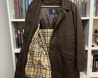 Abrigo largo vintage Burberry Nova Check, talla grande.