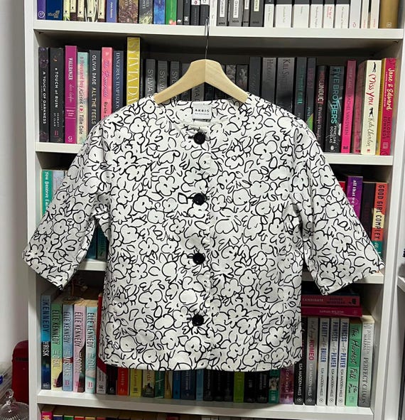 Akris, Vintage 90s AKRIS SWISS Doodle Collection Size US 8 Jacket