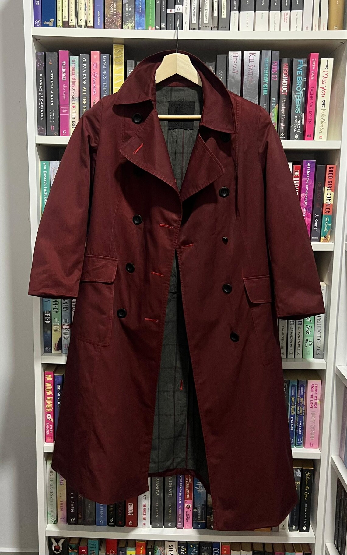 Vintage Burberrys Specially made for Magasin Maroon Trench Coat Medium Size, photo 3 of 5