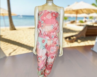 Item 69 Azure Skies Floral Jumpsuit Sz S