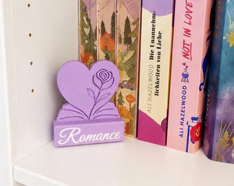 Bücherregal-Aufsteller Romance – 3D-gedruckte Genre-Deko für Buchliebhaber, Farbe frei wählbar