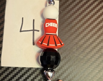 Red Cheerleader Beaded Keychain/ Bag Clip