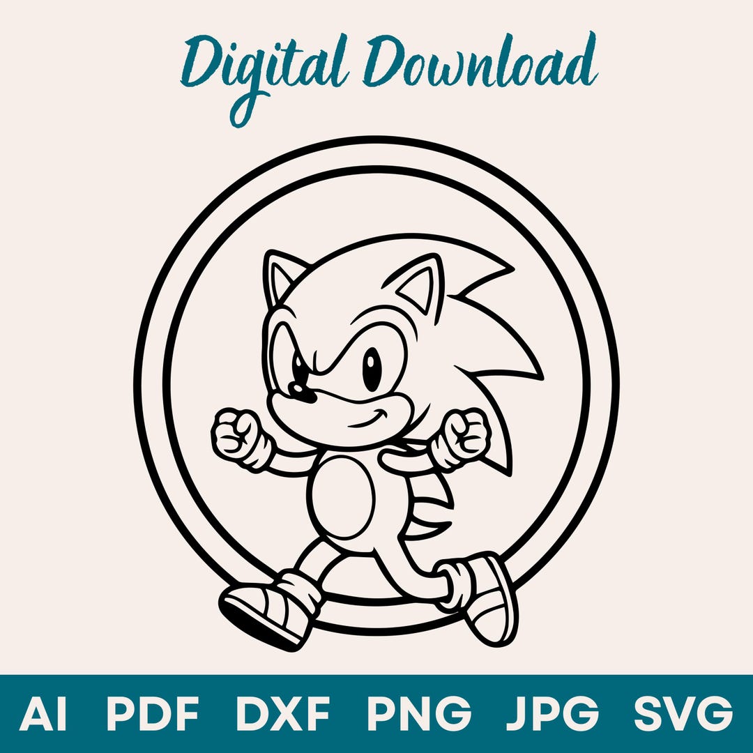 Sonic SVG PNG | the Hedgehog Line Art | Minimalist Wall Art Design ...
