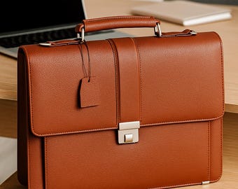 Maletín de cuero para hombre, bolso para portátil marrón, bolso de oficina hecho a mano, maletín de negocios