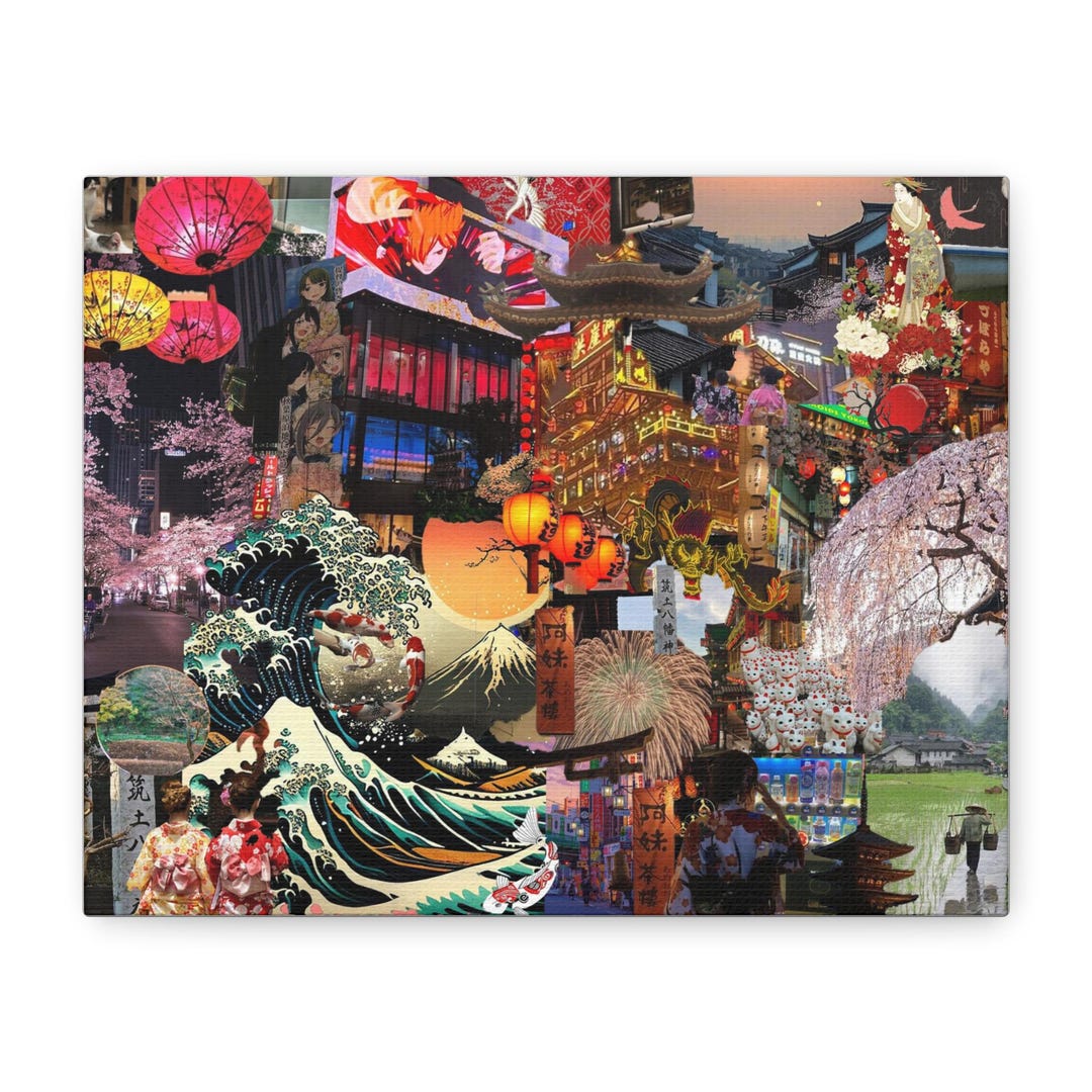 Japanese Collage Matte Canvas - Etsy