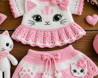 Baby Katze Kleid Häkelanleitung | Kitty Top Outfit Anleitung (PDF Download)