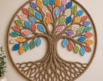 Crochet Tree of Life Wall Hanging Pattern, Boho Home Decor Crochet Tutorial (PDF)