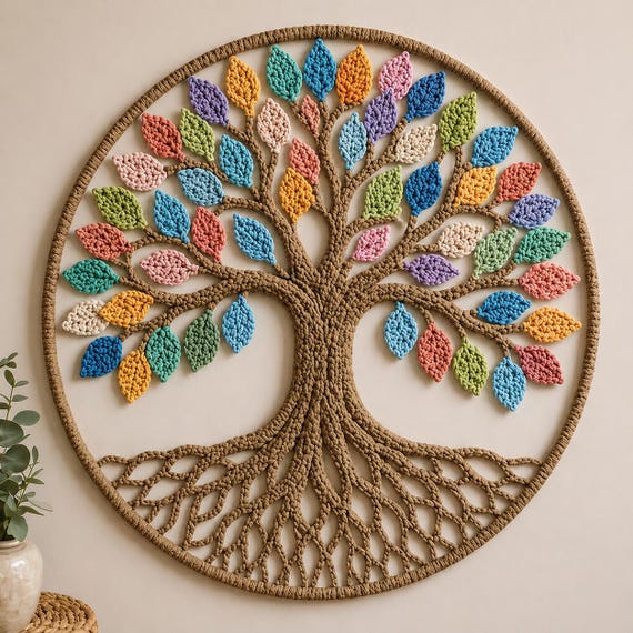 Crochet Tree of Life Wall Hanging Pattern, Boho Home Decor Crochet Tutorial (PDF)