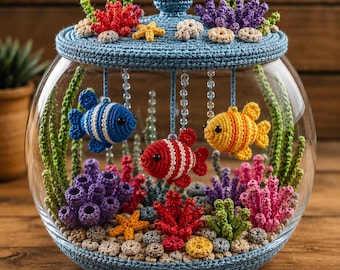 Crochet Fish Aquarium Pattern | Amigurumi Coral, Sea Plants, Starfish Decor (PDF)