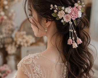 Handmade Crochet Flower Hair Beads | Elegant Bridal Hairpiece Pattern