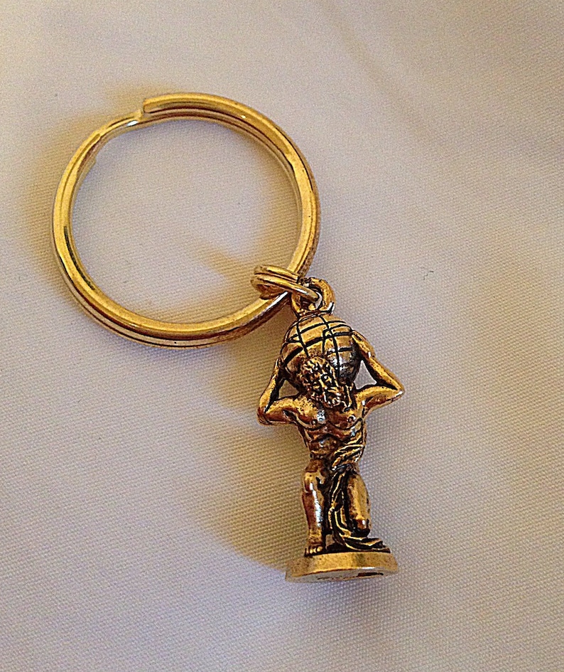 Atlas keychain gold tone