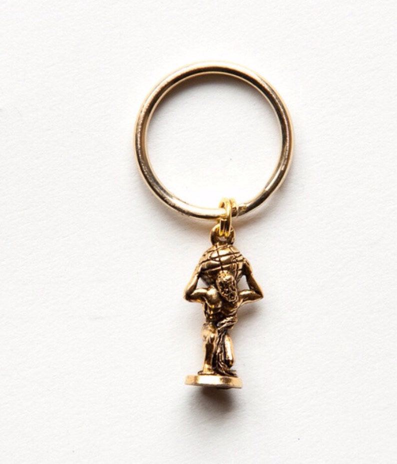 Atlas keychain gold tone