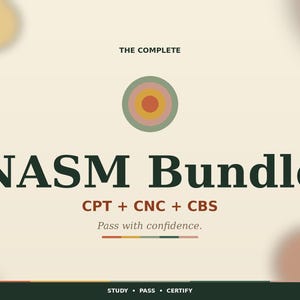 NASM Study Guide Bundle | cpt + CNC + CBS Exam Prep pdfs | 113 Pages, 160+ Practice Qs, Mock Exams | Instant Download