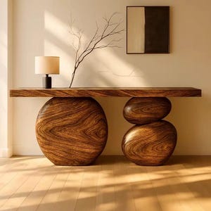 Custom Solid Wood Console Table, Sculptural Organic Entryway Furniture